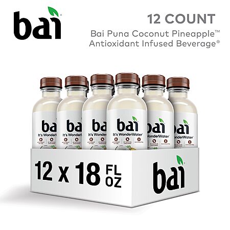 12-Pack 18-Oz Bai Antioxidant Infused Water (Puna Coconut Pineapple) $11.40 w/ S&S + Free Shipping w/ Prime or on $35+