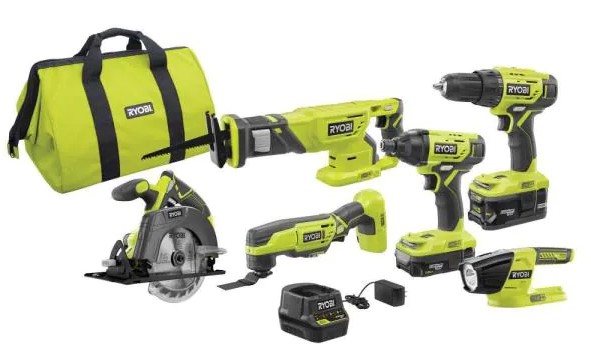 18-Volt ONE+ Lithium-Ion Cordless 6-Tool Combo Kit with (2) Batteries, Charger, and Bag $199