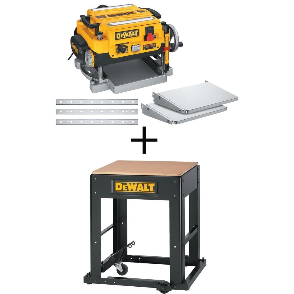 DEWALT 15 Amp 13 in. Heavy-Duty 2-Speed Thickness Planer with Knives and Tables and Planer Stand DW735XW7350 - $650