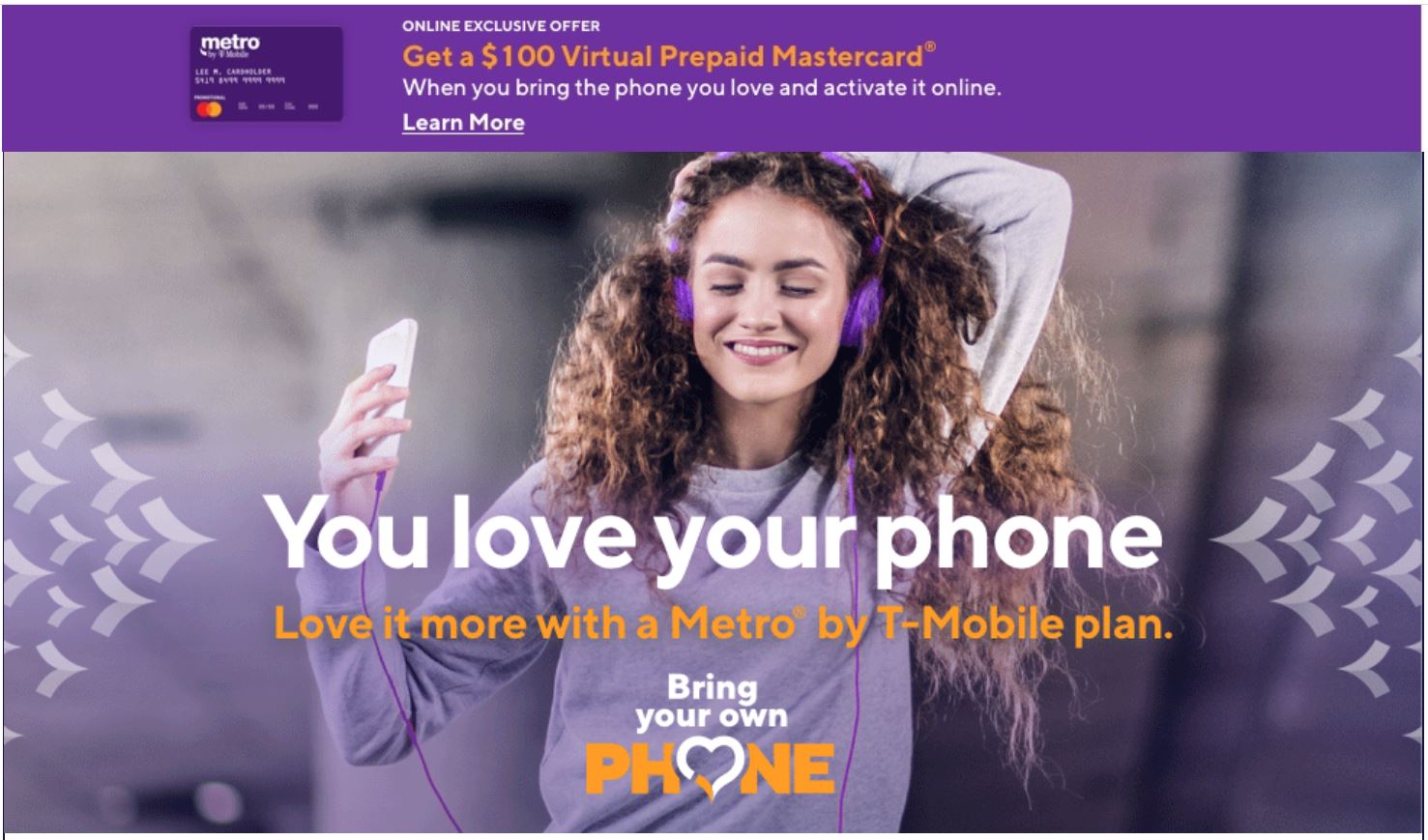 Metro PCS Online only Promotion  - $100 Prepaid card for BYOD/New device purchase