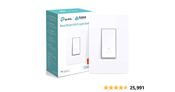 Kasa Smart Light Switch HS200, Single Pole, Needs Neutral Wire, 2.4GHz Wi-Fi Light Switch Works with Alexa and Google Home, UL Certified, No Hub Required , White - $14.99