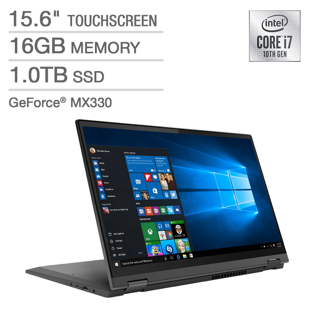 Lenovo Flex 15.6" 2-in-1 Touchscreen Laptop - 10th Gen Intel Core i7-1065G7 - GeForce MX330 - 4K UHD - Windows 10 Professional $1199.99 + free shipping $999.99