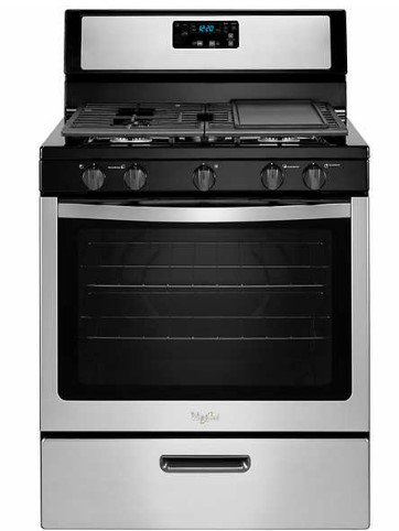 Whirlpool 5.1 cu. ft. GAS Freestanding Range with SpeedHeat Burners  (Additional $100 Off at Checkout -- $529.99 w/ Free Delivery from Costco)
