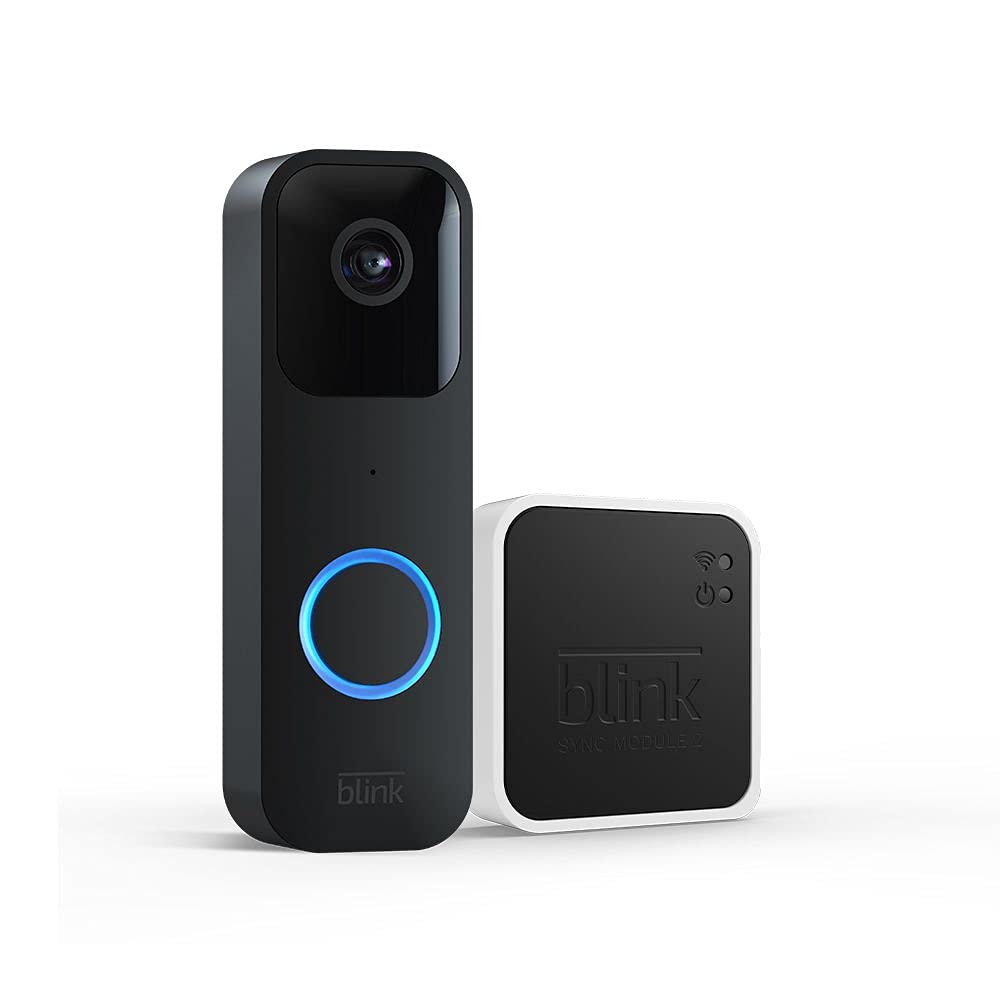 Blink Video Doorbell + Sync Module 2 | Two-year battery life, Two-way audio, HD video, wired or wire-free (Black)   $47.99 w/ Free Ship