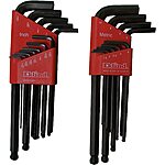 21-Piece Eklind Tool Ball-Hex L-Key Allen Wrench Combo Pack (SAE + Metric) $11.95