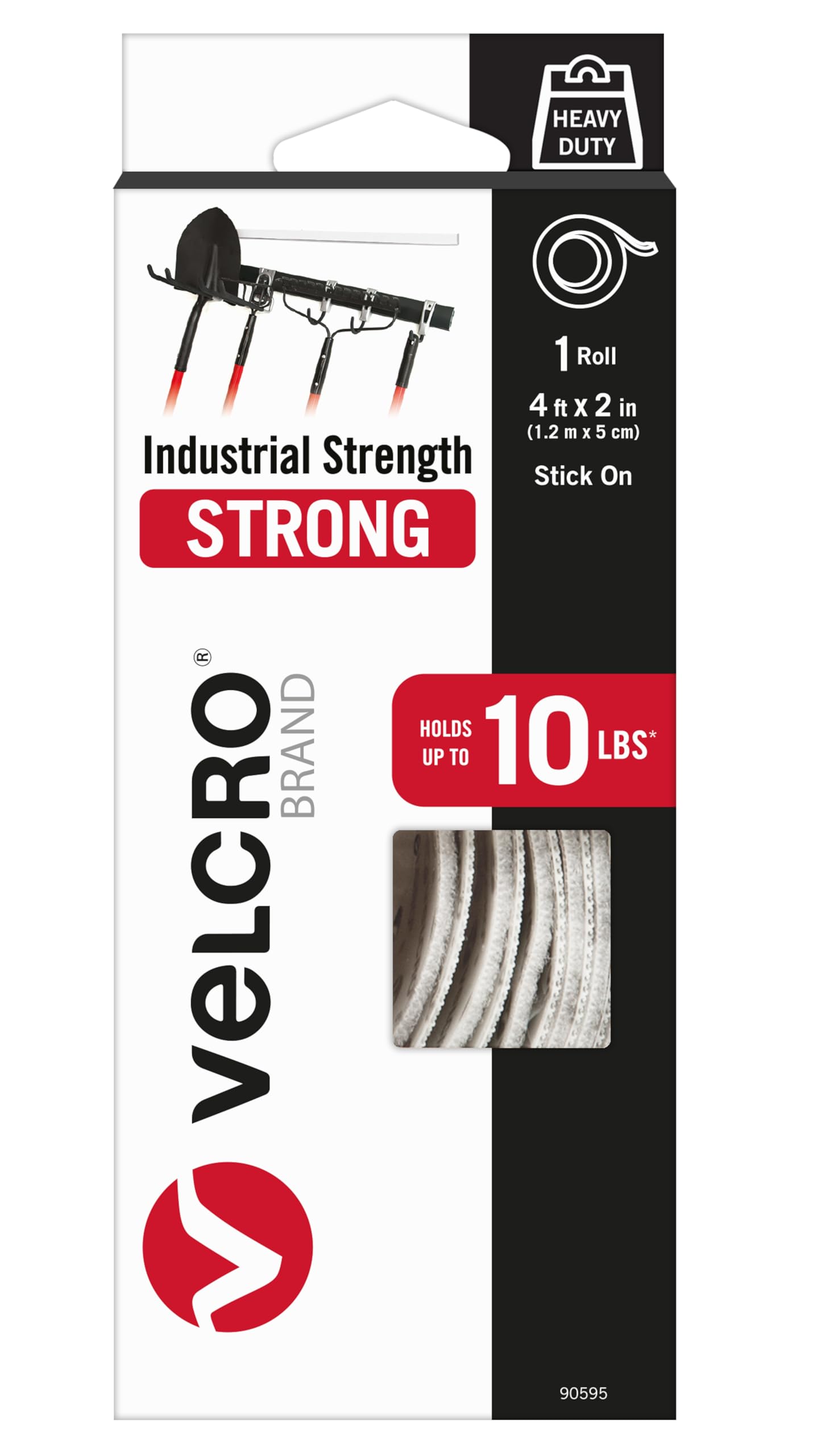 VELCRO Brand - Industrial Strength | Indoor & Outdoor Use | Superior Holding Power on Smooth Surfaces | Size 4ft x 2in | Tape, White - Pack of 1  ($4.49 w/ Free Prime Ship)