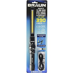 BRAUN 390 Lumen LED Rechargeable Aluminum Magnetic Slim Bar Work