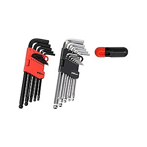 YIYITOOLS Hex Key Allen Wrench Set– 26-Piece With Ball End and Free Strength Helping T Handle,1/20-3/8 inches, 1.27-10 mm, Black and Silver ($  6.72 w/ Free Prime Ship / Woot)