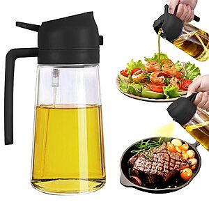2 in 1 Oil Dispenser and Oil Sprayer, 470ml Dispenser Bottle Spray and Pour, Glass Olive Oil Sprayer for Cooking (Black)  $4.99 w/ Free Prime Ship