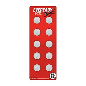 10-Pack Eveready CR2032 Lithium 3V Coin Batteries $3.75 w/ Subscribe & Save