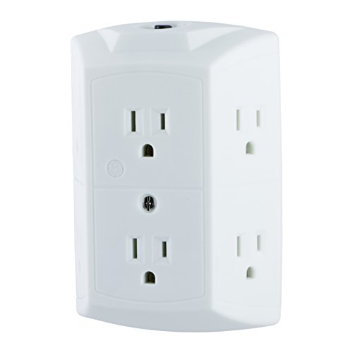 GE 6-Outlet Wall Tap, Reset Button, Circuit Breaker, White, UL Listed ($5.97 w/ Free Ship via Prime)