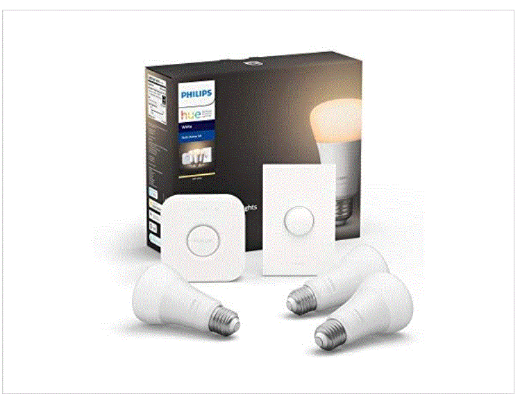 Philips Hue White LED Smart Button Starter Kit, Three (3) A19 Smart Bulbs, 1 Smart Button &amp; 1 Hue Hub ($59.99 w/ Free Prime Ship)