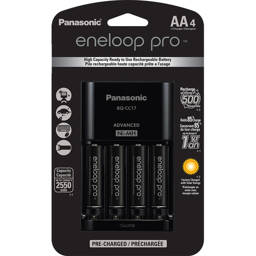Panasonic Eneloop Pro Rechargeable AA Ni-MH Batteries with Charger (2550mAh, Pack of Four) ($27.99 w/ Free Ship)