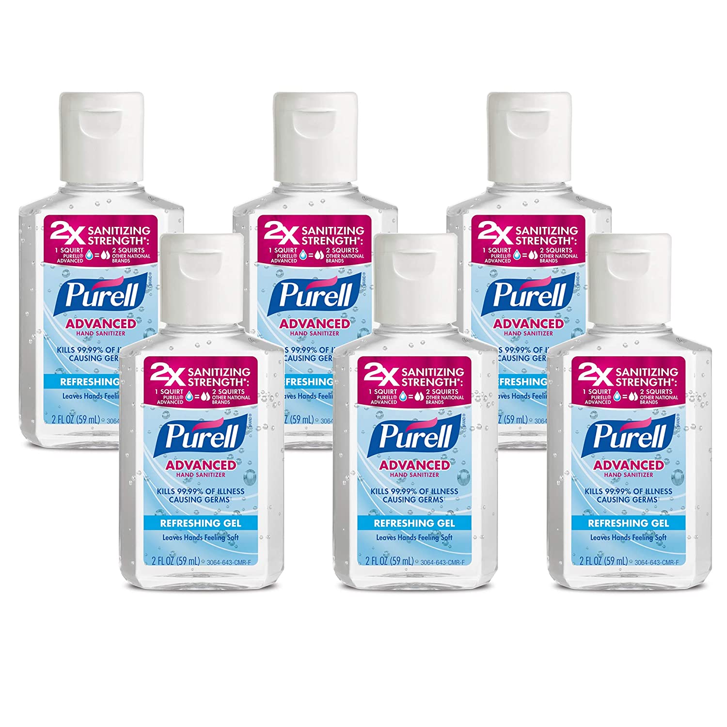Purell Advanced Hand Sanitizer Refreshing Gel, Clean Scent, 2 fl oz Travel Size Flip Cap Bottle (Pack of 6) $10.5