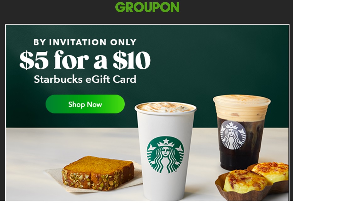 ⭐ $5 for a $10 Starbucks eGift Card! LIMITED TIME! ⭐  (Targeted Deal, YMMV)