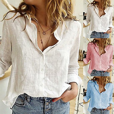 2 Women's Loose Fit Button Down Blouses (7 colors) $17 + Free shipping