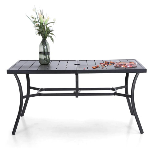 60" Panel Steel Rectangle Outdoor Patio Dining Table (Black) $208 + Free Shipping