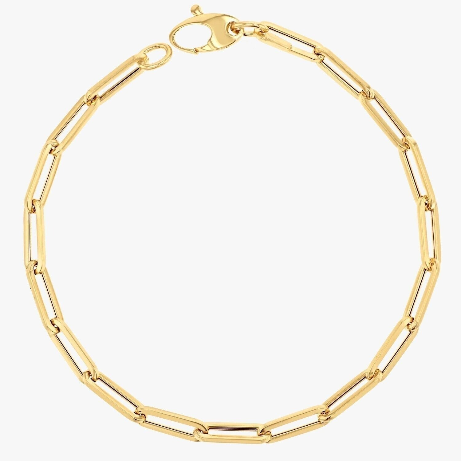 Women's 14KT Yellow Gold Solid Paperclip Bracelet $115 + Free Shipping