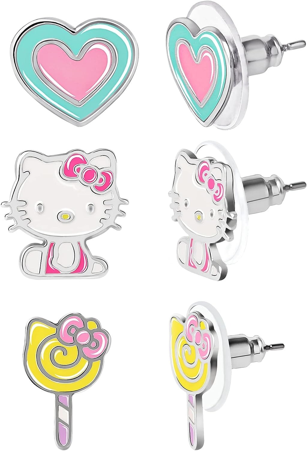 3 PC Sanrio Hello Kitty Girls Stud Earrings Set $12.99 + Free Shipping w/ Prime