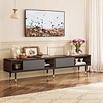 Bestier Mid-Century Modern TV Stand w/ Sliding Doors (up to 85" TV, Pinewood) $128 + Free Shipping