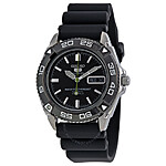 Seiko 5 Automatic Black Dial Black Rubber Band Men's Watch $134 &amp; More + Free Shipping