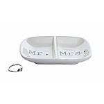 Creative Co-Op Ceramic 2 Section Mr. &amp; Mrs. Dish $6.99 + Free Shipping w/ Prime or on $35+