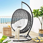 Modway Encase Outdoor Patio Rattan Swing Lounge Chair in White/Black $449 + Free Shipping