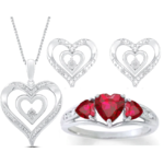 3-Piece Kay Diamond Accent Heart Sterling Silver Earrings, Necklace & Ring Set $60 + Free S&amp;H
