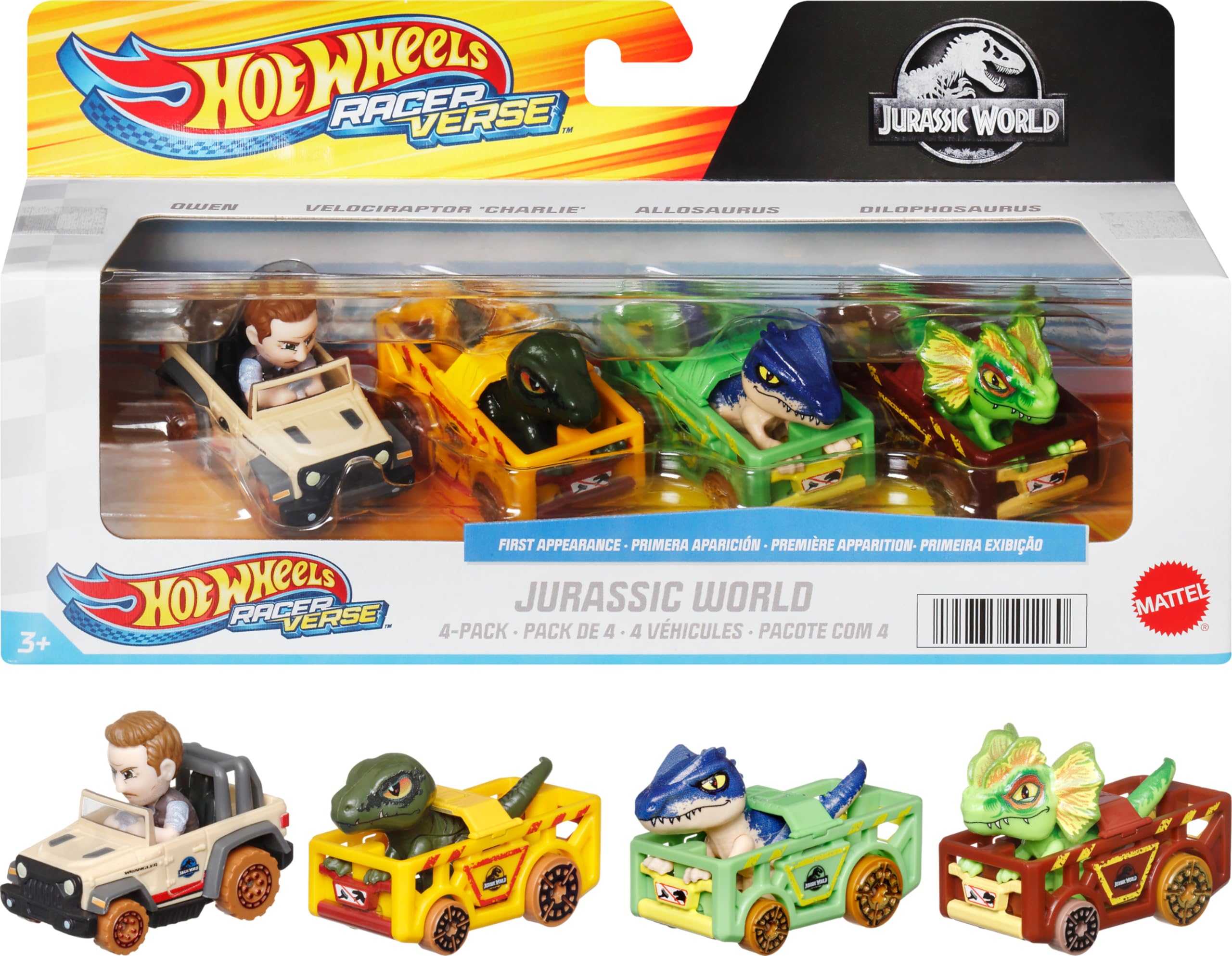 4-Pack Hot Wheels RacerVerse Jurassic World Diecast Toy Cars $13.99 + Free Shipping w/ Prime or on $35+