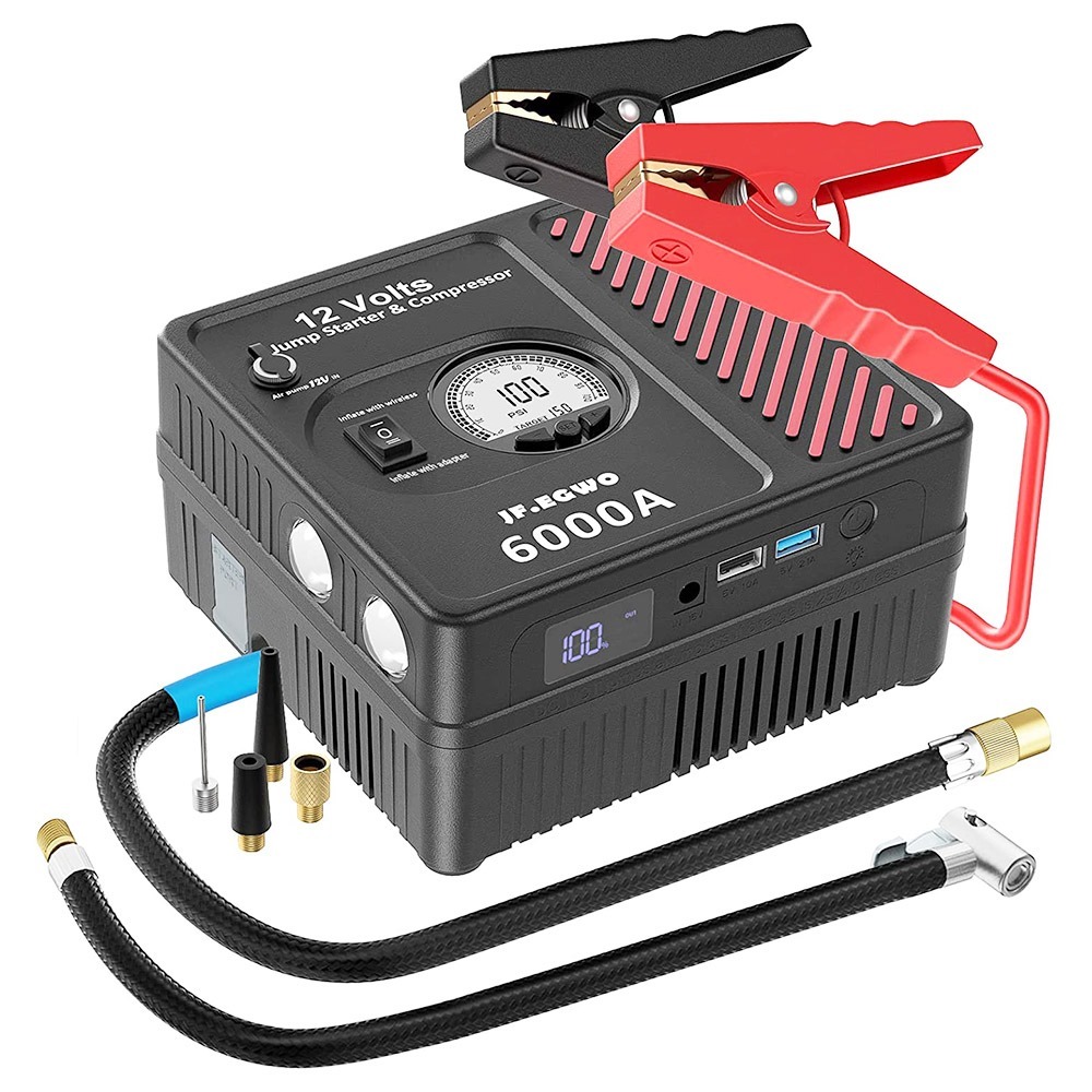 JF.EGWO 6000 Amp Jump Starter with 150 PSI Air Compressor, 12V Safe Lithium Auto Battery Booster $199 + Free Shipping