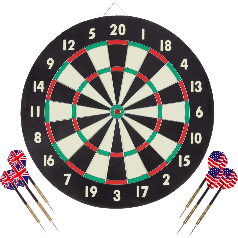 Dart Board Game Set with 6-Ct 17g Brass Tipped Darts $12 + Free Shipping