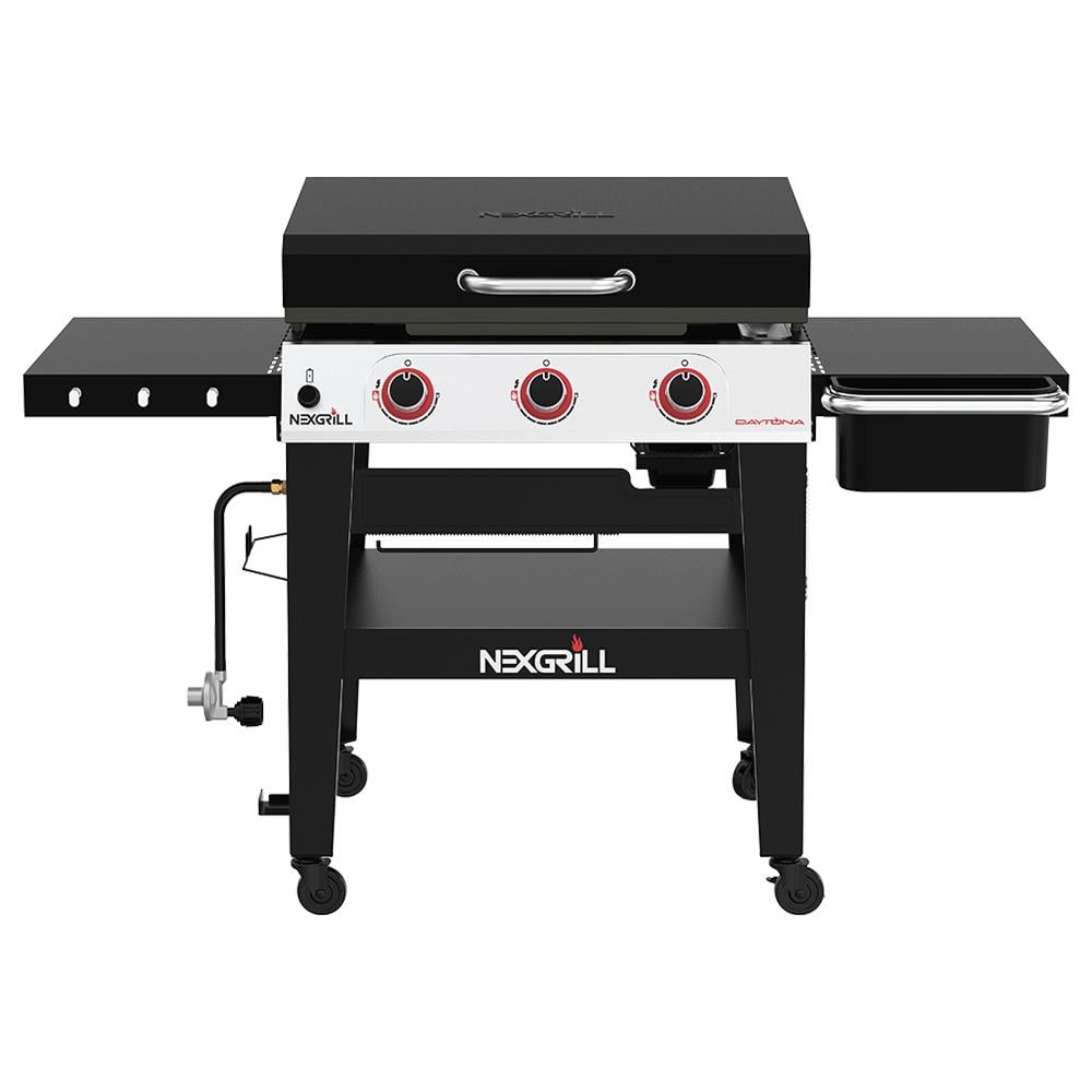 Daytona 3-Burner Propane Gas Grill 30 in. Flat Top Griddle w/ Lid $199 + Free Shipping
