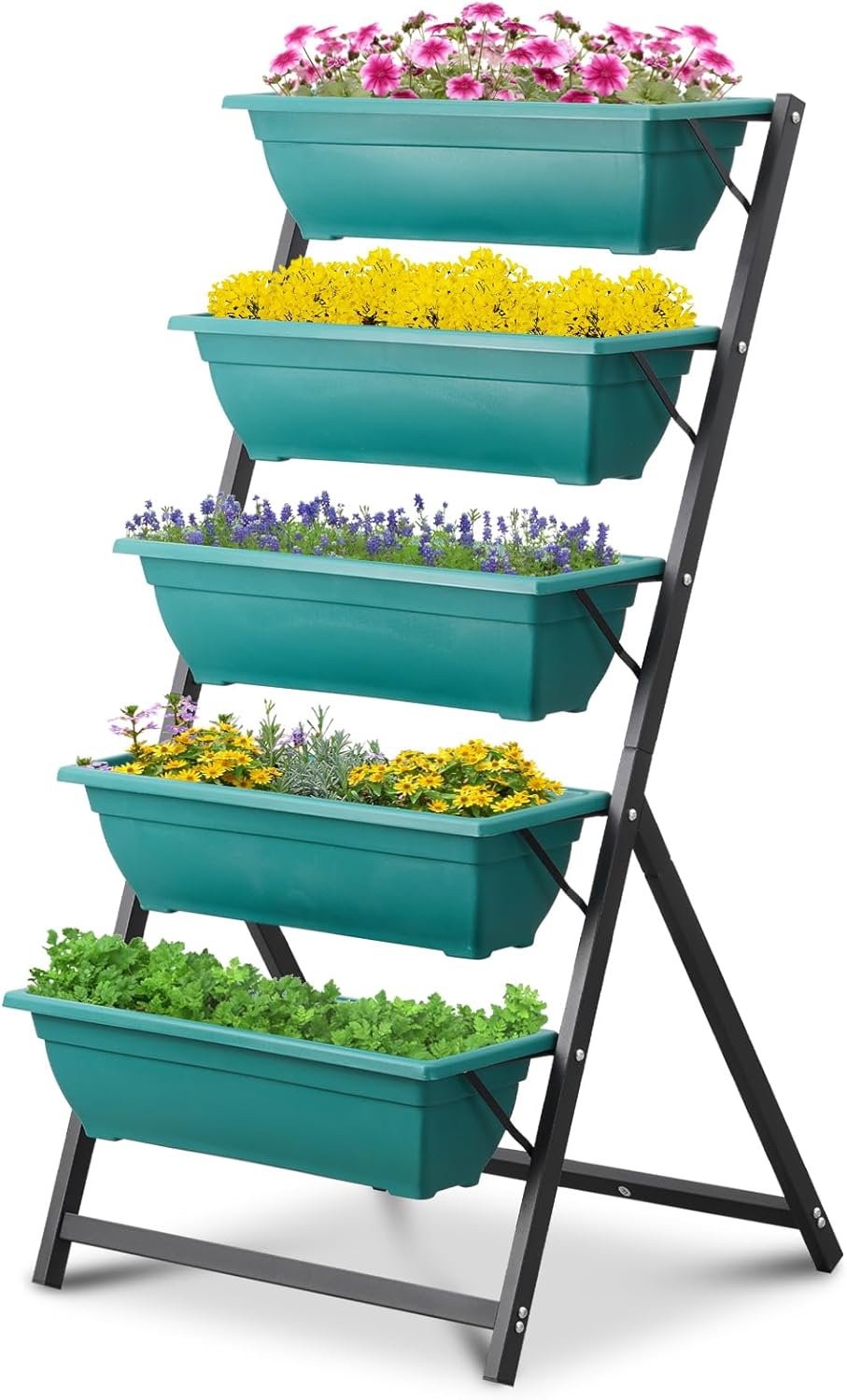 ainfox-5-tier-vertical-garden-bed-with-5-garden-planter-boxes-green