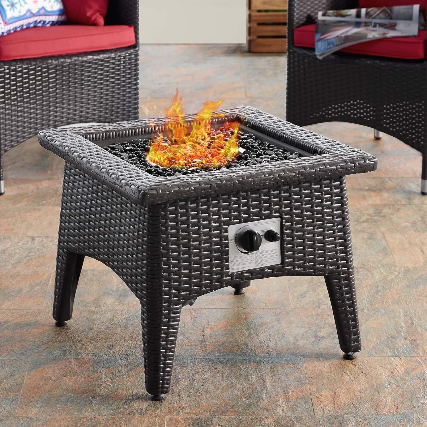 Modway 43" Vivacity Wicker Rattan Square Propane Gas Fire Pit Table $142 + Free Shipping