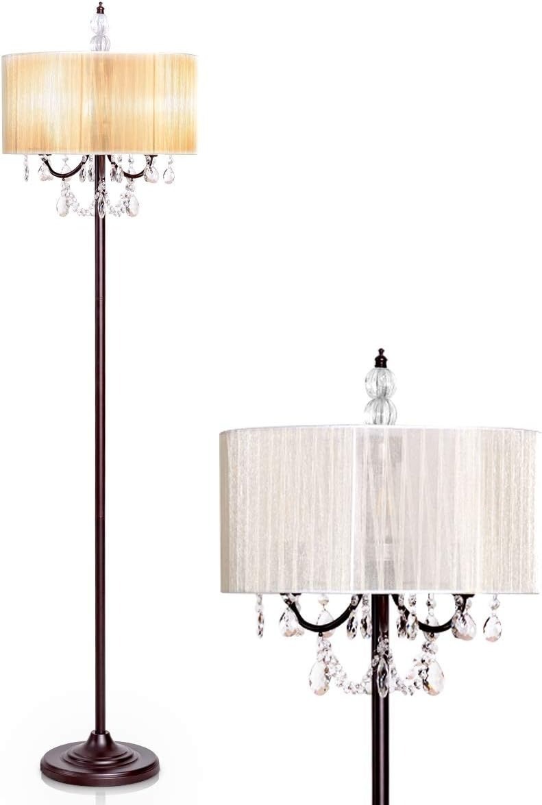 Floor Lamp Decorated with Crystal Pendants, 3 Led Bulbs Included $35.99 + Free Shipping