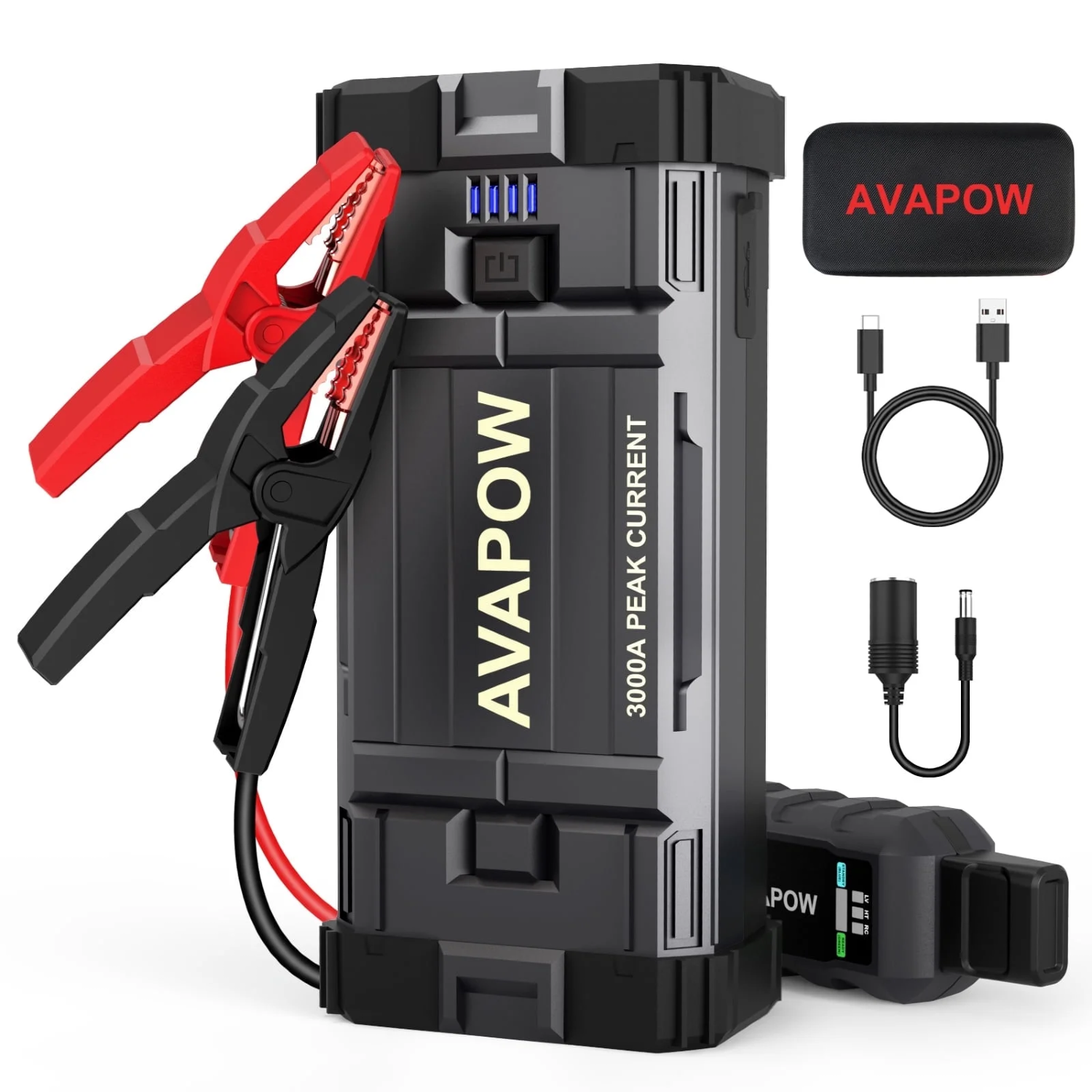 avapow car battery jump starter 3000a peak 23800mah