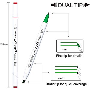 30 Colors Dual Tip Art Markers,Shuttle Art Marker Pens for Kids