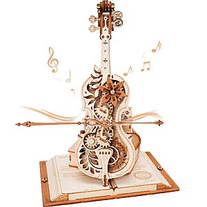 ROBOTIME Wooden Music Box Puzzles Magic Cello, 3D Wooden Puzzle