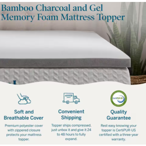 Lucid Comfort Collection 2" Queen Covered Gel and Bamboo infused Memory Foam Topper $51.99 & More + Free Shipping