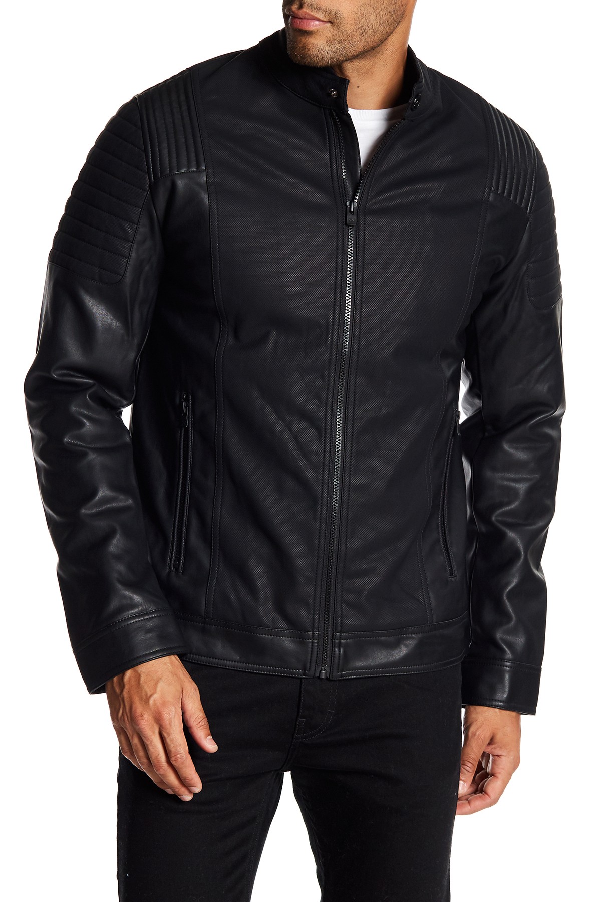 XRAY Men's Quilted Black Faux Leather Jacket $28 + Free Shipping on $89+
