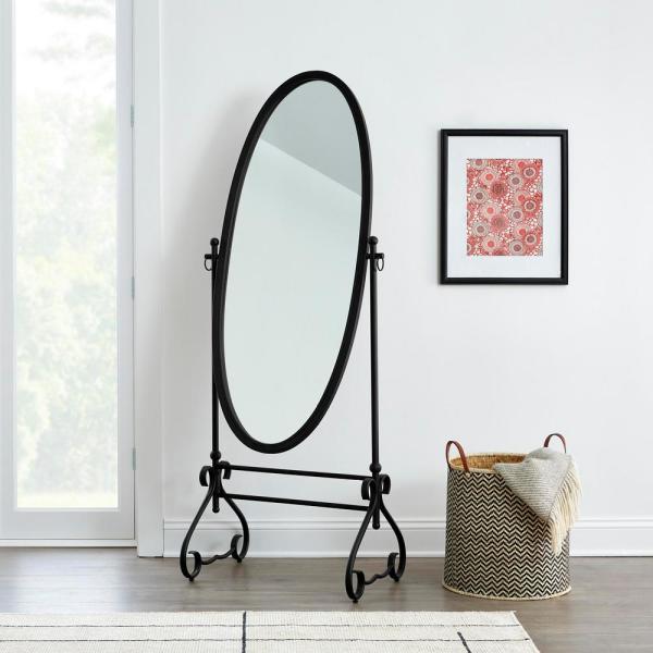 StyleWell Metal Frame Black Standing Oval Mirror with Tilt ...