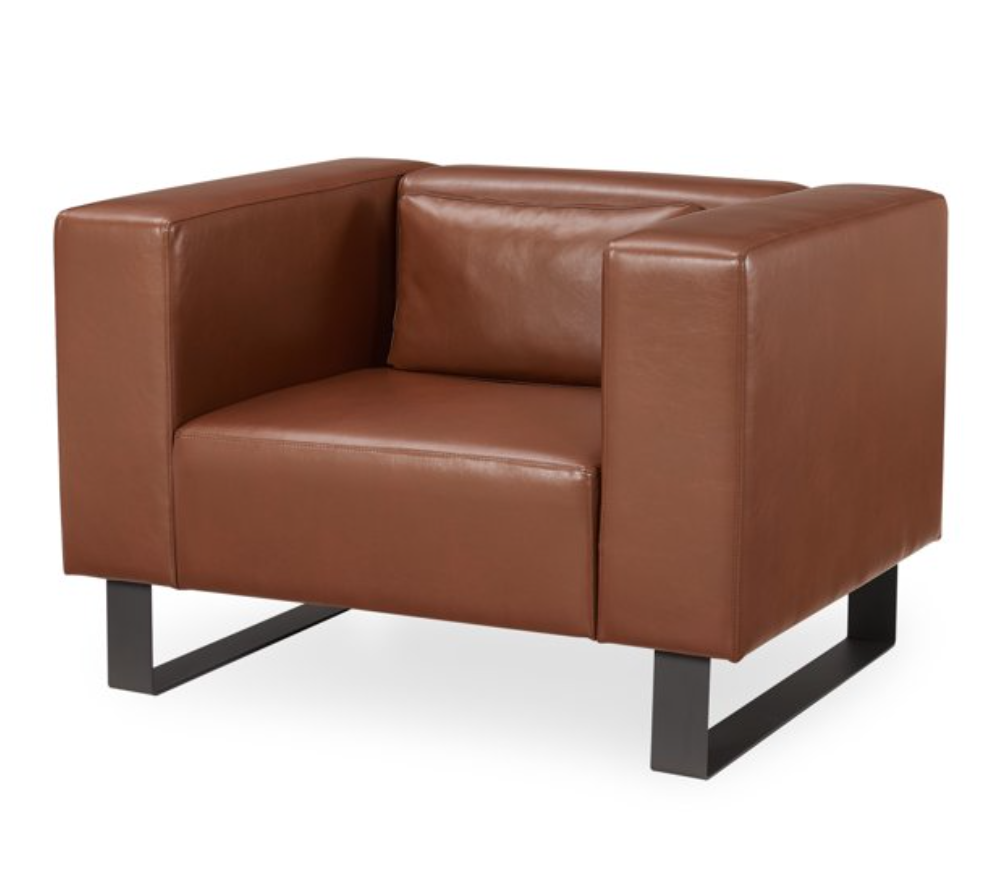 MoDRN Refined Industrial Atoll Metal Base Lounge Chair (Caramel Brown) $112 + Free shipping