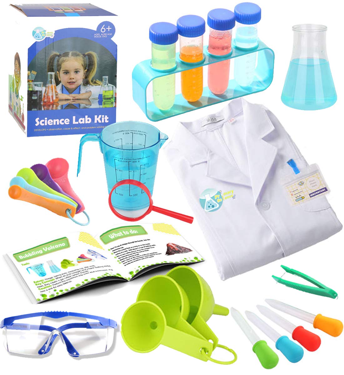 23-Piece Kids Science Experiment Kit includes Lab Coat (Ages 5-11) $23.59 + Free shipping w/ Prime