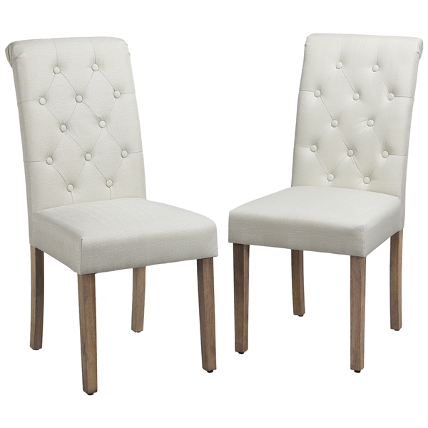 2-Piece Set SmileMart Comfort Upholstered Tufted Dining Chairs (Cream) $90 + Free shipping