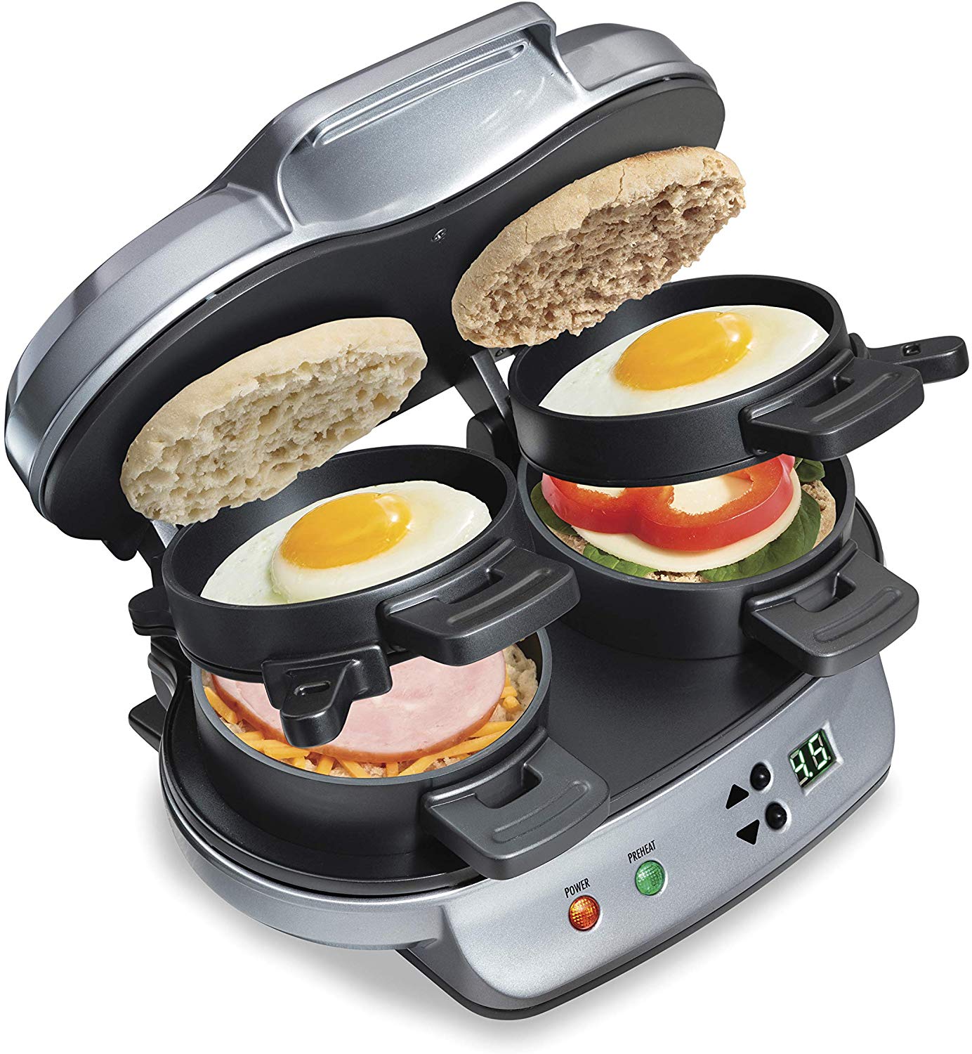 [Black Friday] Hamilton Beach Dual Breakfast Sandwich Maker with Timer, Silver (25490A) for $25.99