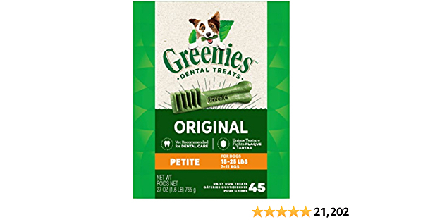 45 Ct Greenies Original Petite Natural Dental Dog Treats (15 - 25 lb. dogs) YMMV - $6.50
