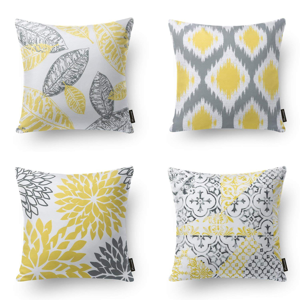 Price Mistake- Phantoscope New Living Series Decorative Throw Pillow, 18" x 18", Yellow Gray, 4 Set - $13.99