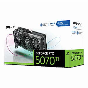 PNY - GeForce RTX 5070 Ti 16GB OC GDDR7 PCI Express 5.0 Graphics Card with Triple Fan - Black @Walmart $699.99