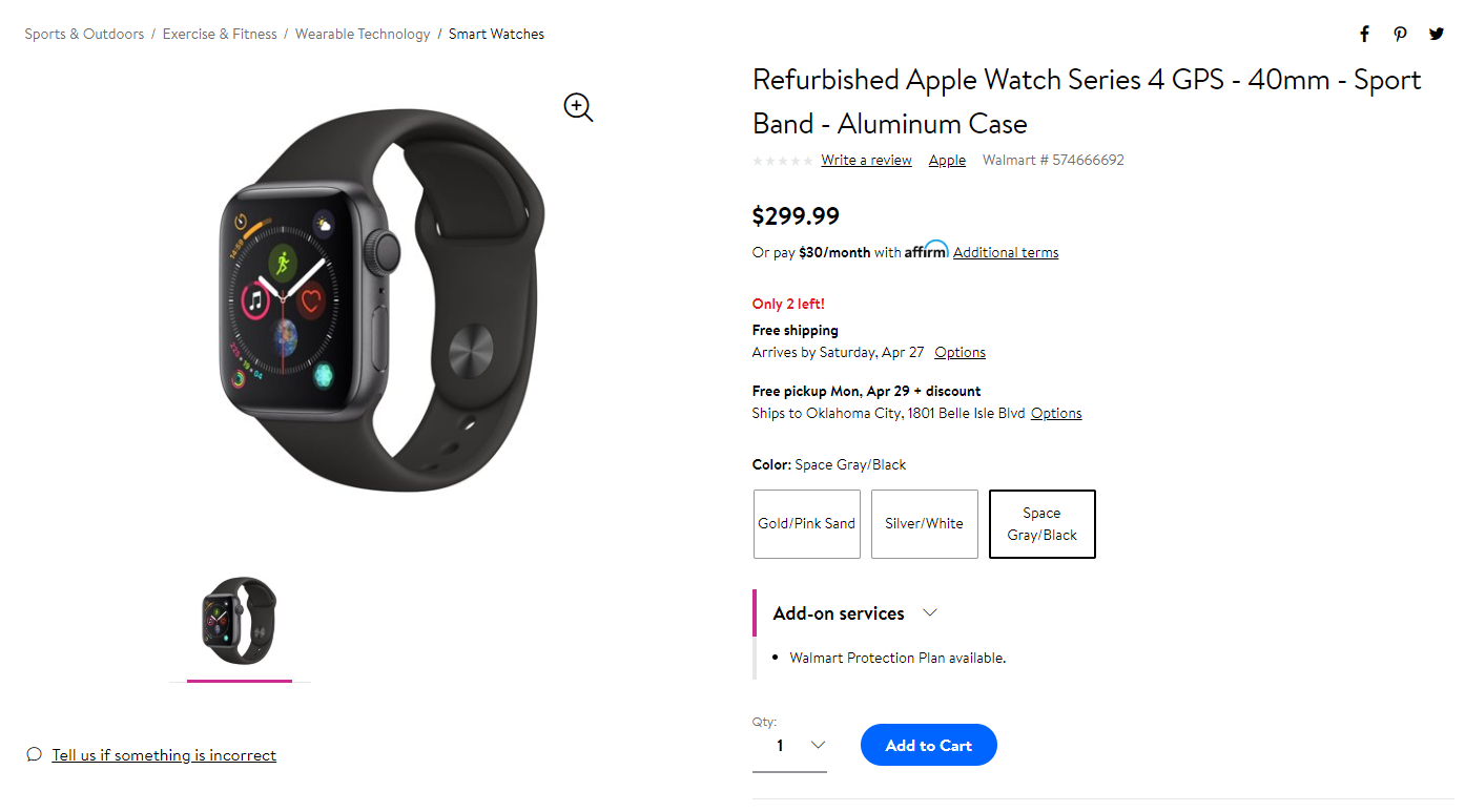 refurbished apple watch series 4 walmart