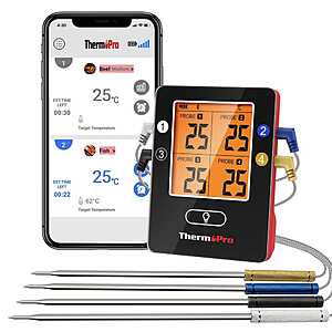 Bluetooth Meat Thermometer with 650FT Wireless Range 4-Probe Smartphone Compatible and Rechargeable $15 HomeDepot B&M YMMV